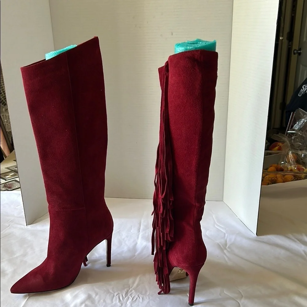 Vero Cuoio Red Over the Knee Boots Sleek Design
